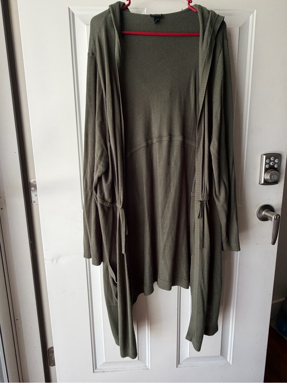 Torrid size 3 Olive Green Open-Front Hooded Cardigan Sweater